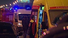 Die Unfallstelle auf einer Autobahn bei Moskau