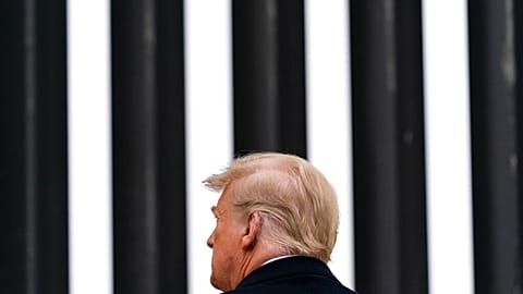 President Donald Trump tours a section of the U.S.-Mexico border wall, Tuesday, Jan. 12, 2021, in Alamo, Texas.