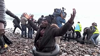 Migrant nach Ankunft in Griechenland. 