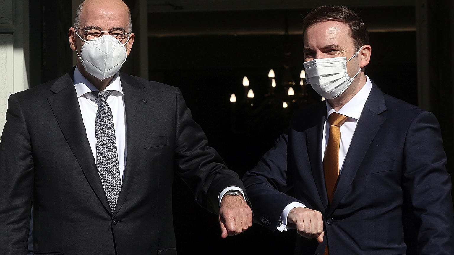 Ο υπουργός Εξωτερικών Νίκος Δένδιας υποδέχεται τον υπουργό Εξωτερικών της Βόρειας Μακεδονίας Μπουγιάρ Οσμάνι στο Υπουργείο Εξωτερικών, Αθήνα