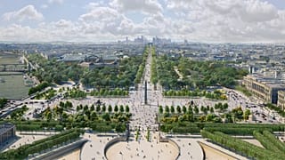 An artist's impression showing the Concorde Square and the Champs-Elysees avenue in Paris