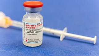 An ampoule of Moderna vaccine against the COVID-19 disease, at the Diakonie Hospital "DIAKO" vaccination ward in Bremen, Germany, Friday, Jan. 15, 2021. 