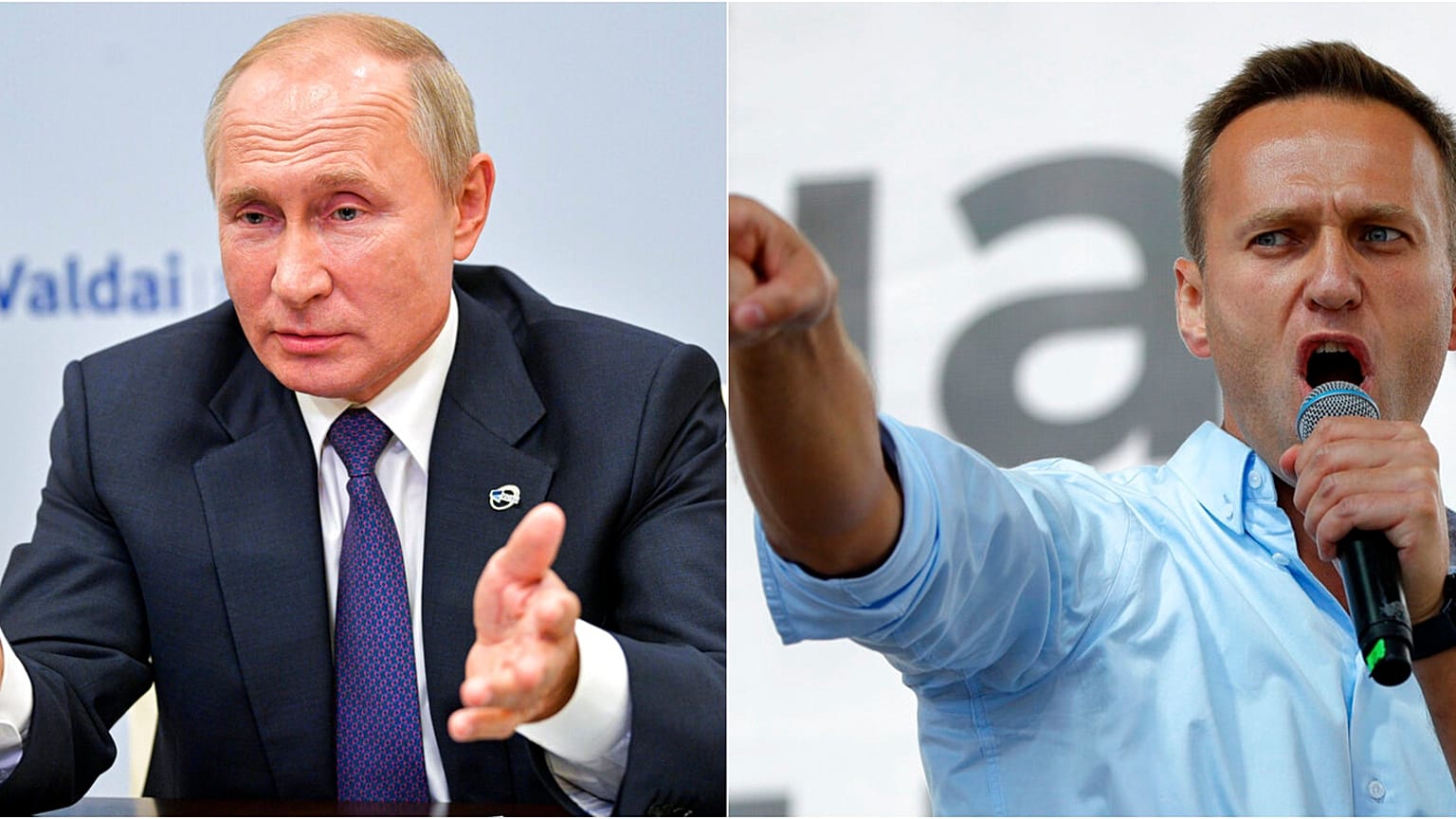 Rusya Devlet Başkanı Vladimir Putin (solda), bazı çevrelerce en büyük rakibi Aleksey Navalny'nin (sağda) zehirleme emrini veren isim olduğu iddia ediliyor.