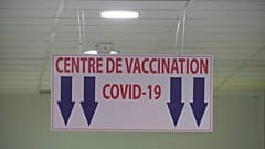 Sign at vaccination point in France