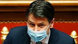 Italian Prime Minister Giuseppe Conte speaks during his final address at the Senate prior to a confidence vote, in Rome, Tuesday, Jan. 19, 2021