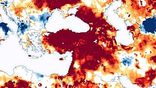 NASA'nın 2020-2021 döneminde Türkiye'de kuraklığı gösteren haritası.