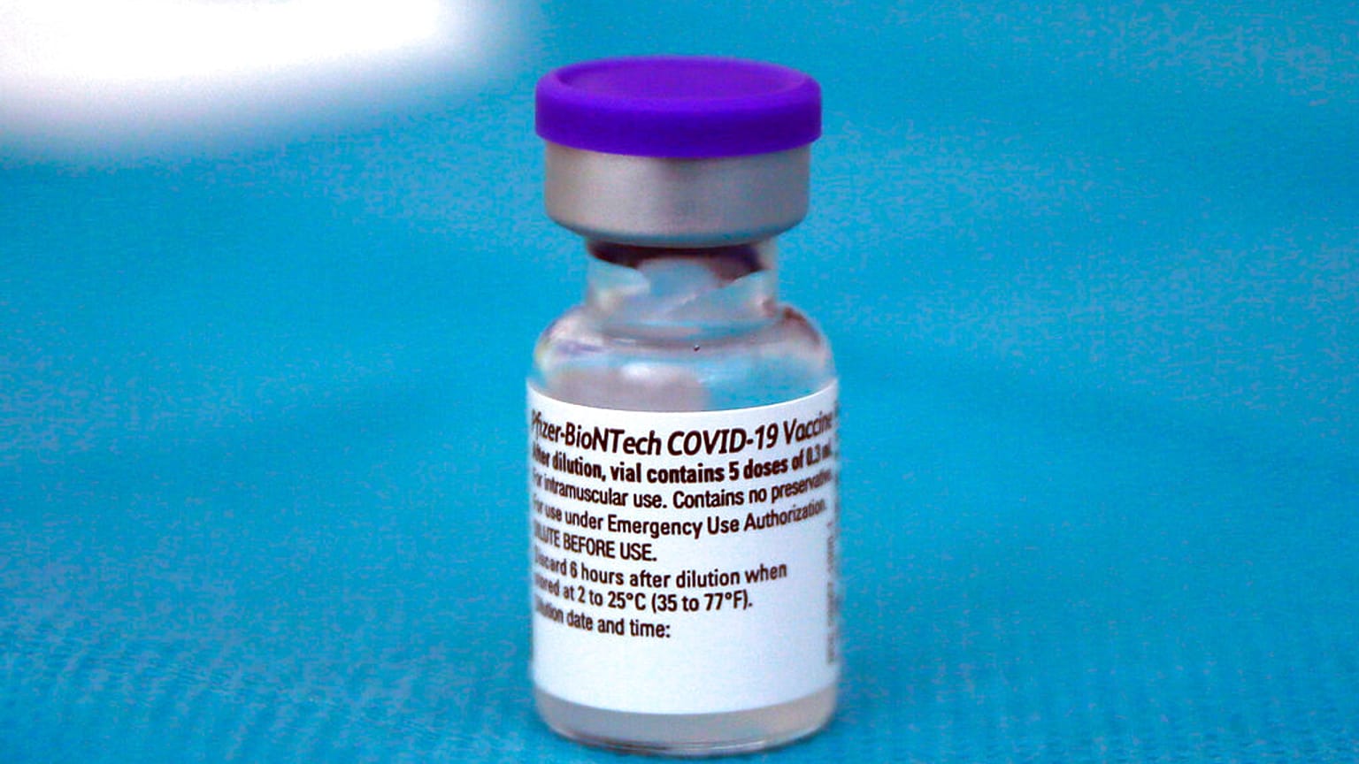 A vial with the Biontech/Pfizer vaccine against COVID-19