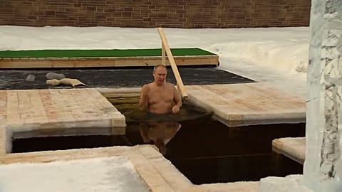 Vladimir Putin plunged into ice-cold water.