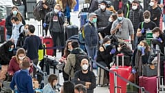 Travellers at JFK Airport, New York