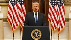 US President Donald Trump gives farewell address on January 19, 2021, in Washington DC.