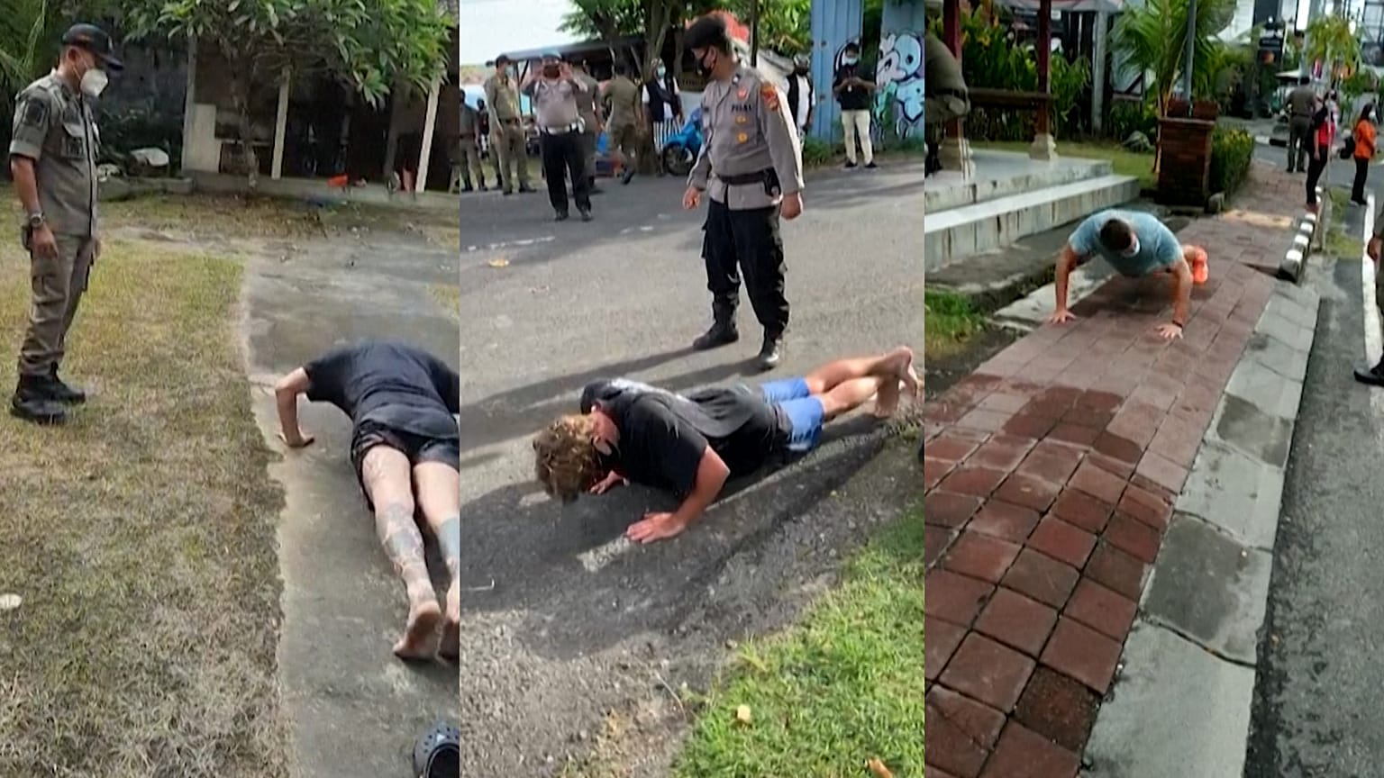 Bali'de maske takmayan turistlere şınav cezası