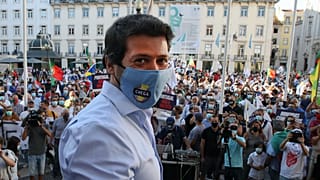 Chega!-Chef André Ventura bei einer Veranstaltung in Lissabon. 