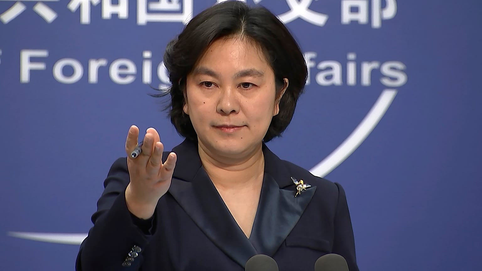 Chinese Foreign Ministry spokesperson Hua Chunying speaks during the daily press briefing at the Foreign Ministry in Beijing on Wednesday, Jan. 20, 2021. 