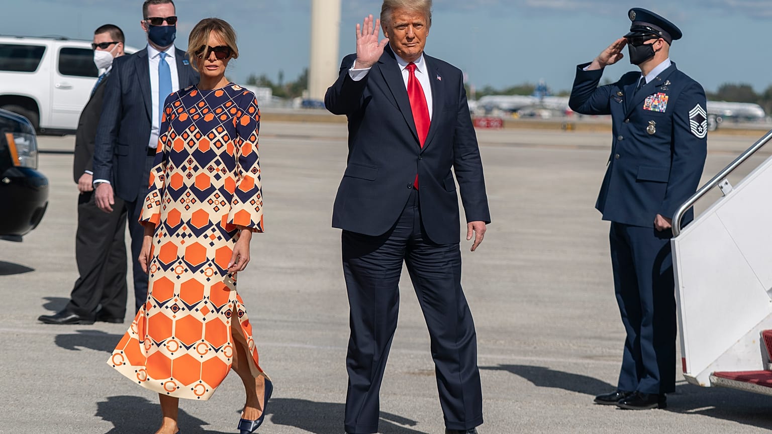 Donald y Melania Trump a su llegada a Florida