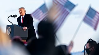 President Donald Trump speaks before boarding Air Force One at Andrews Air Force Base, Md., Wednesday, Jan. 20, 2021.