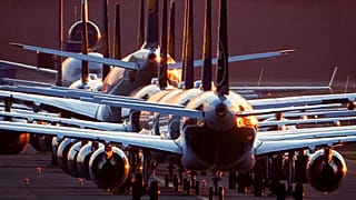 Aviones aparcados por el coronavirus en el aeropuerto de Frankfurt