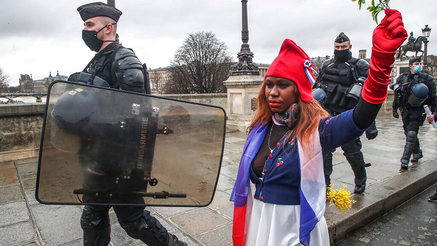 Une manifestante en France