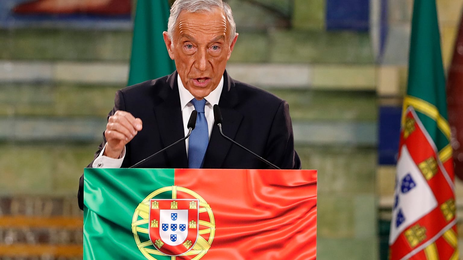 Portugal's President Marcelo Rebelo de Sousa in Lisbon, Monday, Jan. 25, 2021