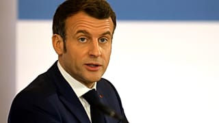 French President Emmanuel Macron at The Elysee Palace, in Paris, Monday Jan. 11, 2021. 