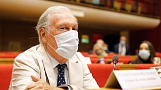 Jean-Francois Delfraissy, President of Scientific Council, looks on prior to hearing at inquiry into how authorities handled COVID-19 crisis. Sept. 15, 2020.