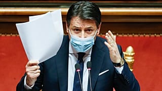 Italian Prime Minister Giuseppe Conte speaks at the Senate