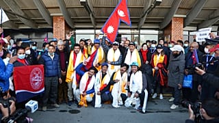 A l'aéroport de Katmandou ce mardi