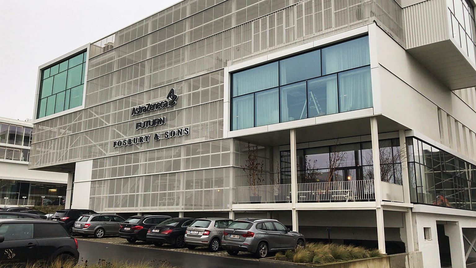 A view of the AstraZeneca office building in Brussels, Wednesday, Jan. 27, 2021. 