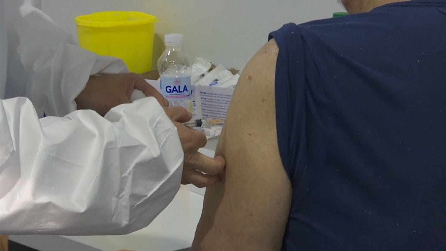 A Serbian patient receives a dose of the Chinese Sinopharm Covid-19 Vaccine