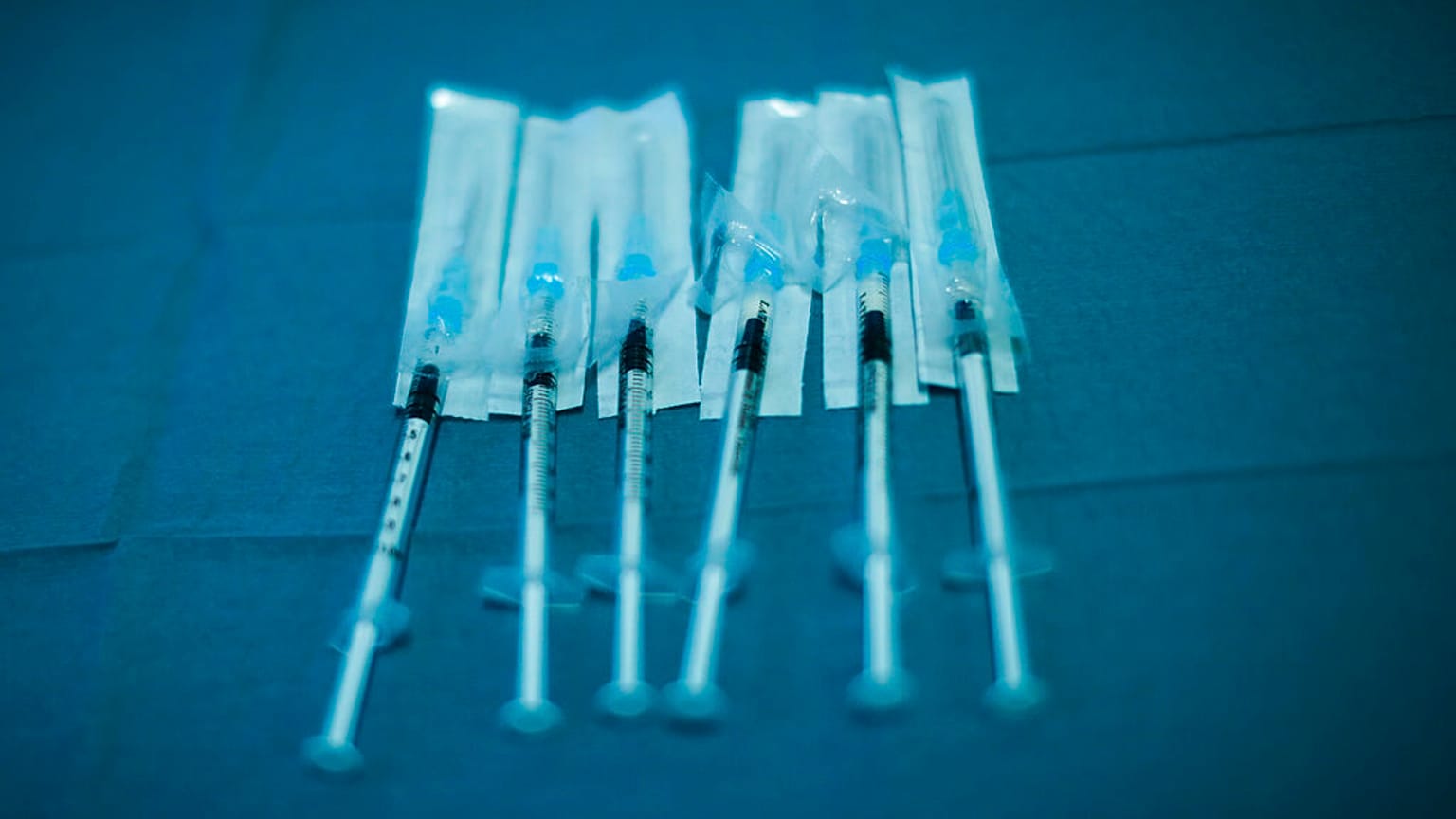 Syringes with Pfizer/Biontech COVID-19 vaccines are ready to be used at the MontLegia CHC hospital in Liege, Belgium