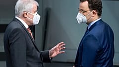 Der deutsche Innenminister Horst Seehofer spricht mit dem deutschen Gesundheitsminister Jens Spahn, 28.01.2021