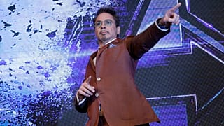Robert Downey Jr. poses during a Press Conference to promote his "Avengers Endgame" in Seoul, South Korea, 2019. 