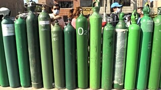Oxygen tanks line