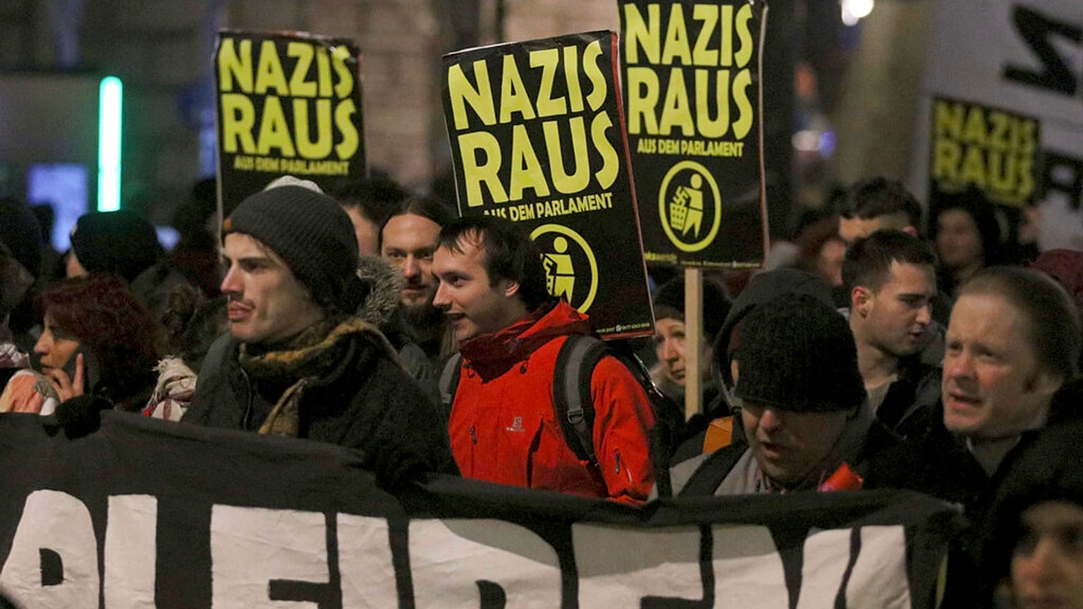 Náciellenes tüntetés Bécsben 2020 januárjában (illusztráció)