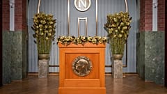 A Nobel Intézet előadói pulpitusa 2020. december 10-én