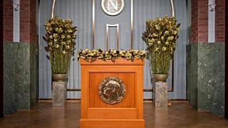 A Nobel Intézet előadói pulpitusa 2020. december 10-én
