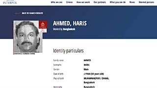 Haris Ahmed nemzetközi körözési adatai