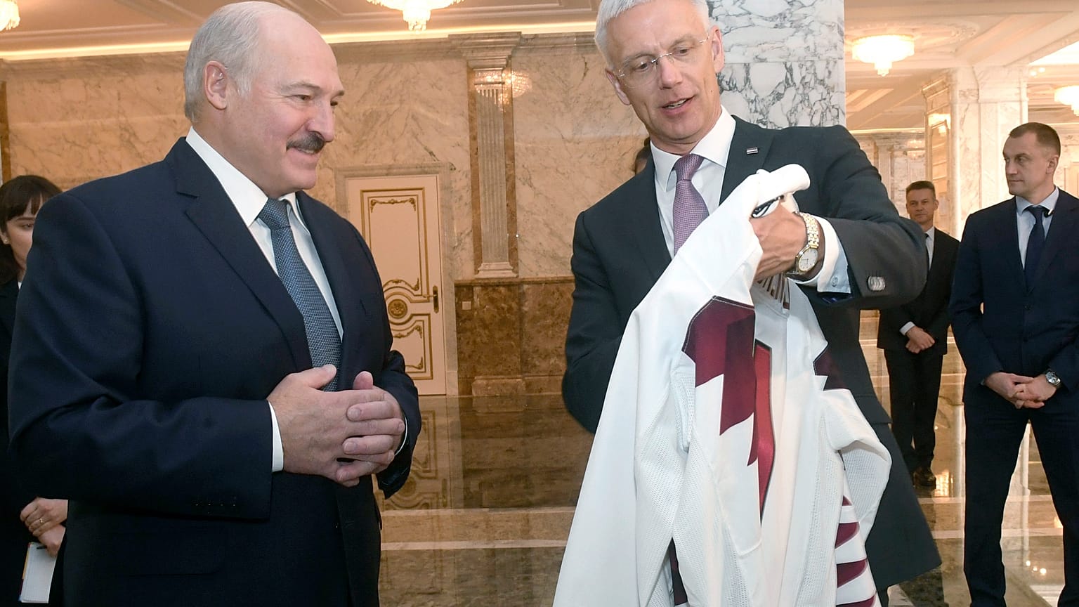 Кришьянис Кариньш и Александр Лукашенко в Минске, январь 2020 г.