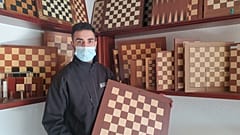 David Ferrer, proud owner of the company manufacturing The Queen's Gambit chess boards
