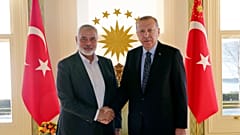 اسماعيل هنية رئيس المكتب السياسي لحركة حماس رفقة الرئيس التركي رجب طيب إردوغان، اسطنبول، فبراير 2020