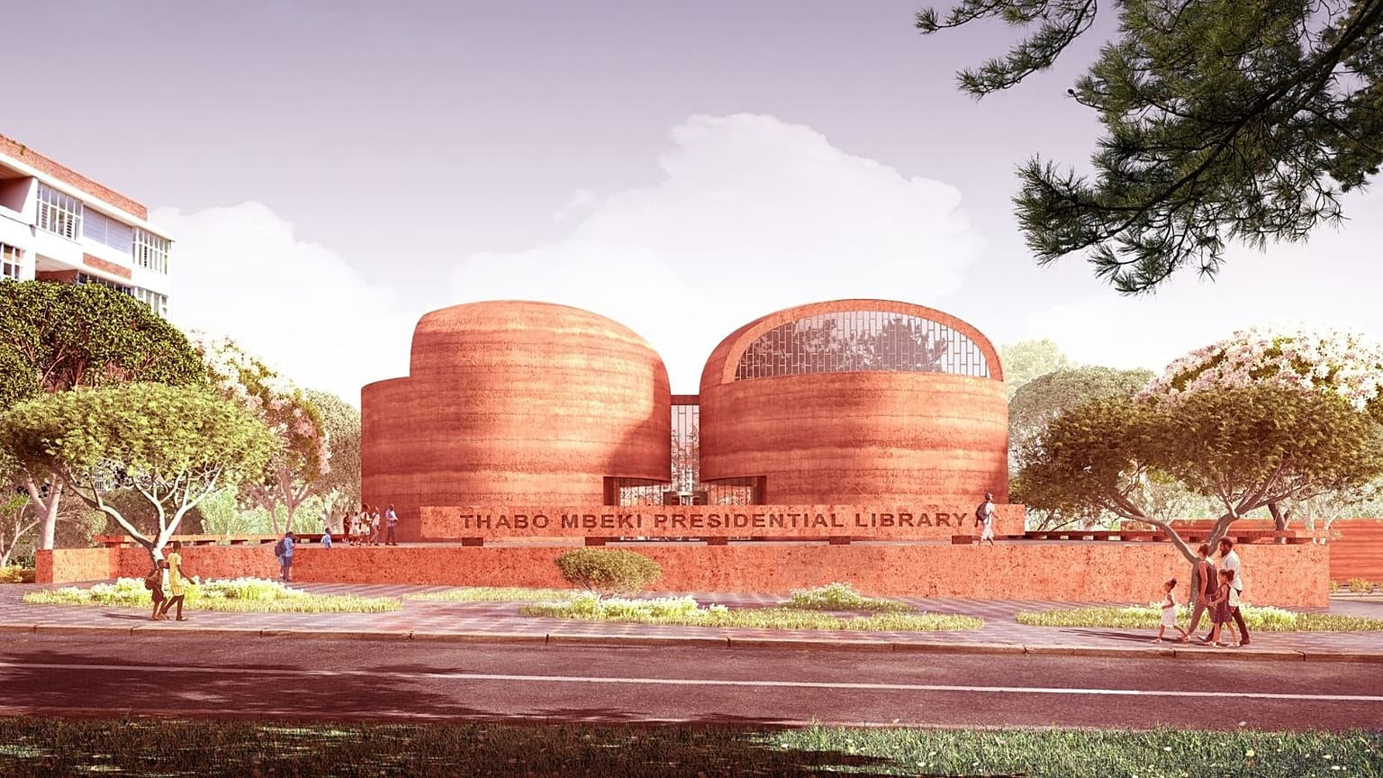 Visual handout showing design of the Thabo Mbeki Presidential Library in Johannesburg, South Africa.