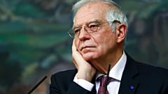 High Representative of the EU for Foreign Affairs and Security Policy, Josep Borrell, listens during a joint news conference with Russian Foreign Minister Sergey Lavrov.