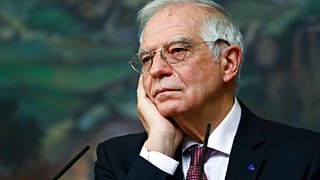 High Representative of the EU for Foreign Affairs and Security Policy, Josep Borrell, listens during a joint news conference with Russian Foreign Minister Sergey Lavrov.