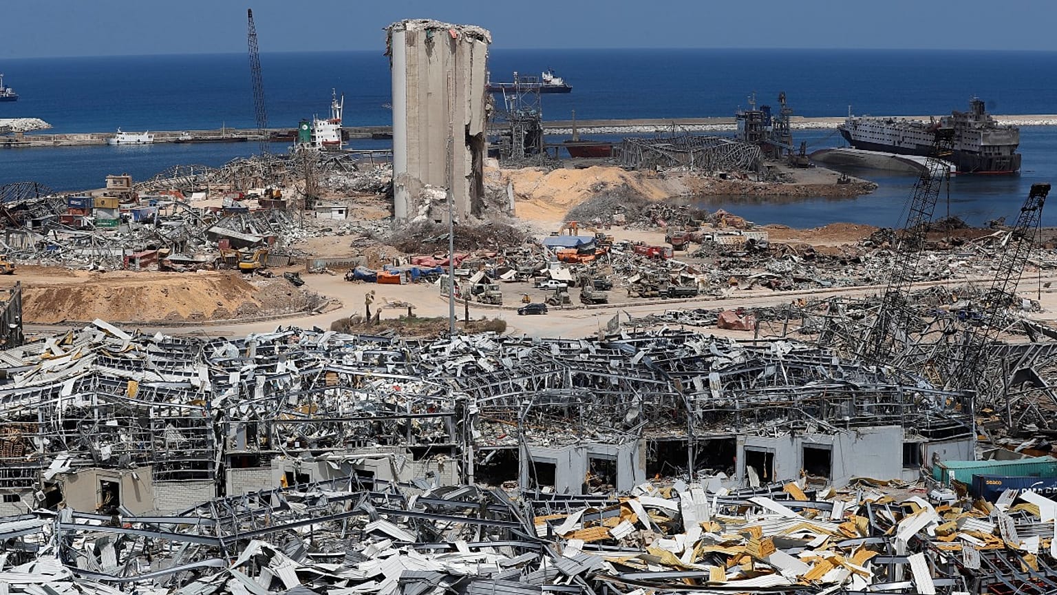 مشهد لانفجار مرفأ بيروت. 2020/08/19