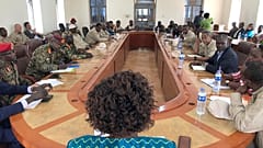 اجتماع اتفاق سلام بين  الجهات المتنازعة في مدينة يامبيو ، جنوب السودان 2019