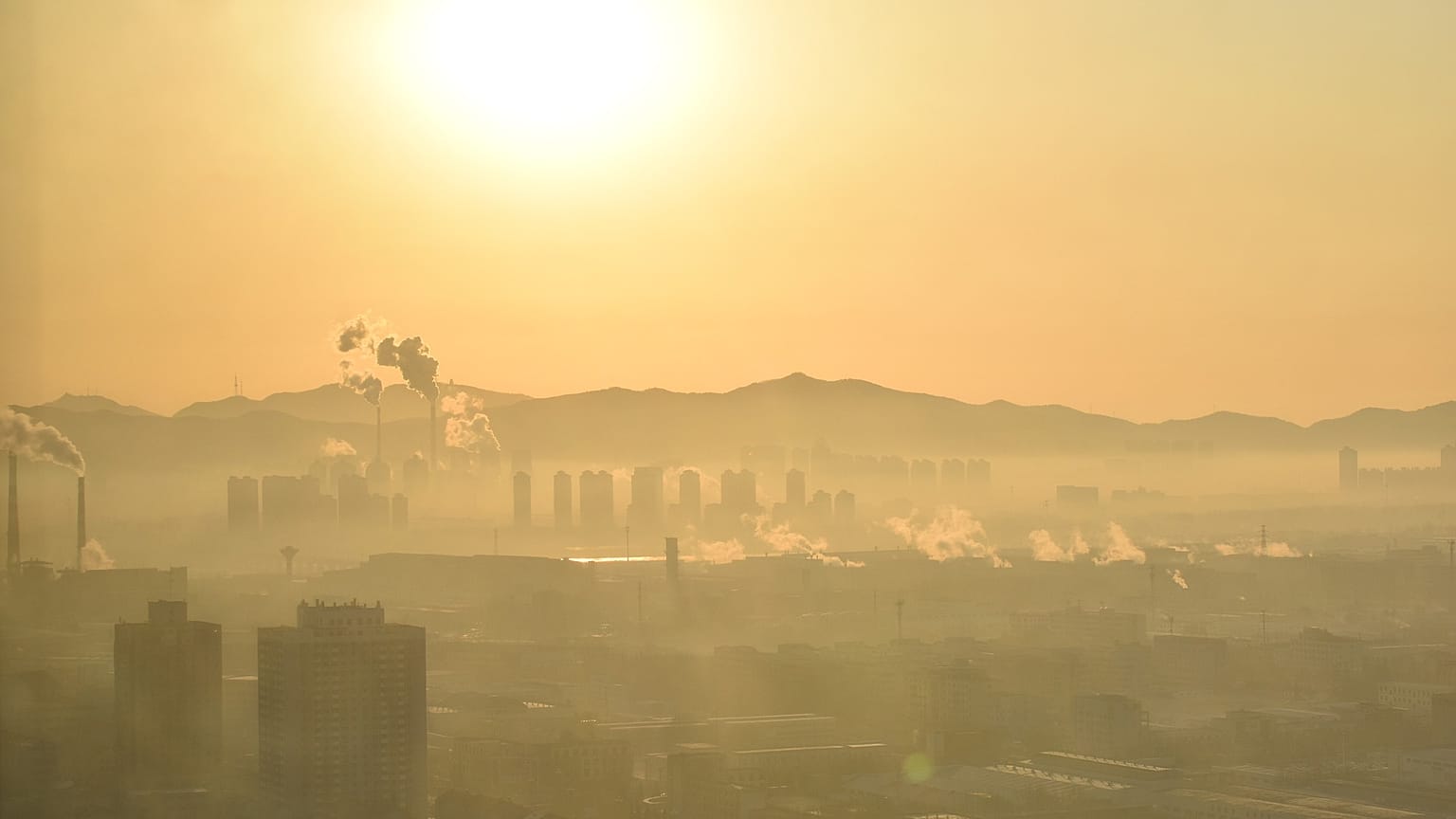 Smog over the Chinese city of Yantai.