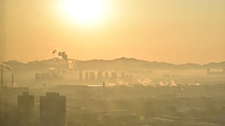Smog over the Chinese city of Yantai.