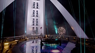 David Guetta performing on the helipad of Burj Al Arab Jumeirah in Dubai.