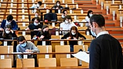 University of Rennes 1, students wearing protective nose and mouth masks 