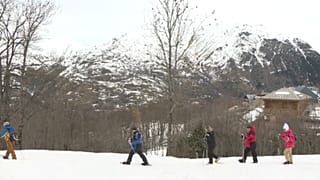 Прогулка на снегоступах во французских Пиренеях 