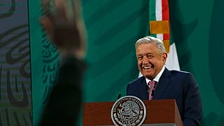 Andrés Manuel López Obrador en una rueda de prensa desde el Palacio Nacional